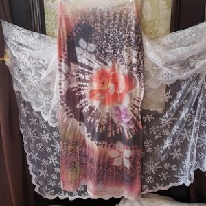 Dots long soft printed skirt